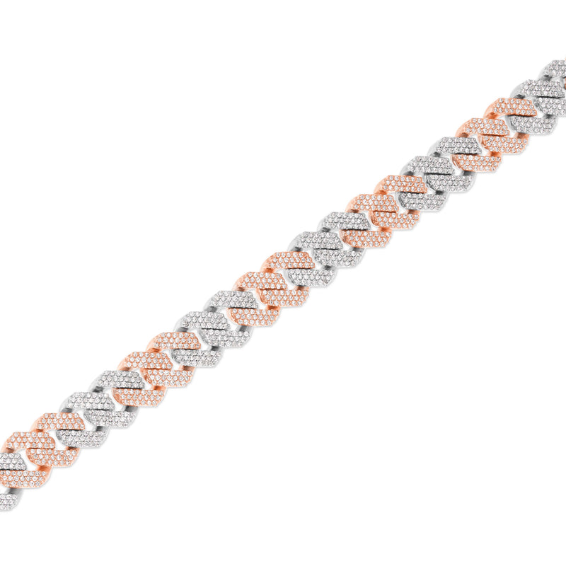 10K 8.5mm Two-Tone Diamond Cuban Bracelet