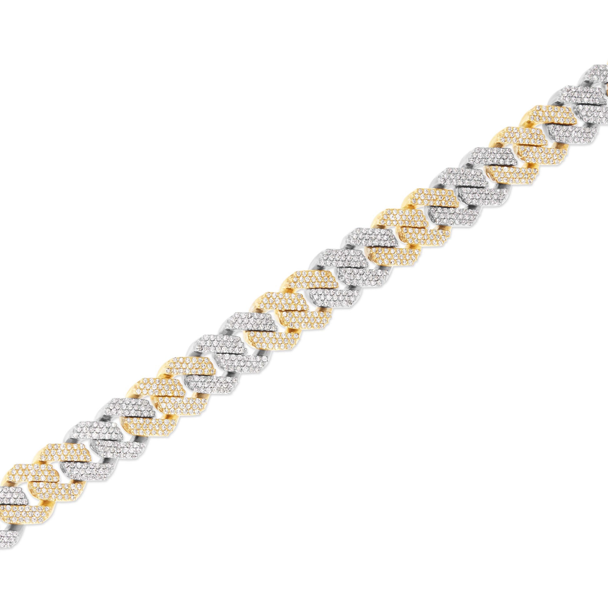 10K 8.5mm Two-Tone Diamond Cuban Bracelet