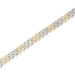 10K 8.5mm Two-Tone Diamond Cuban Bracelet