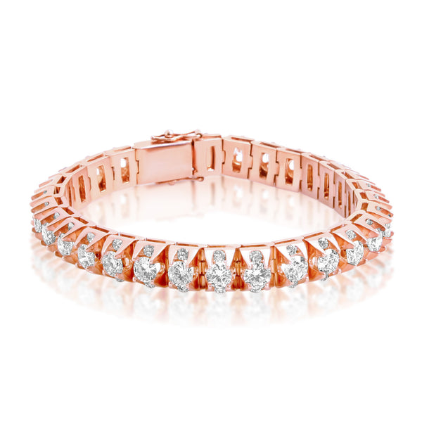18k Custom Rose Gold Prong Set 18ct Diamond Bracelet