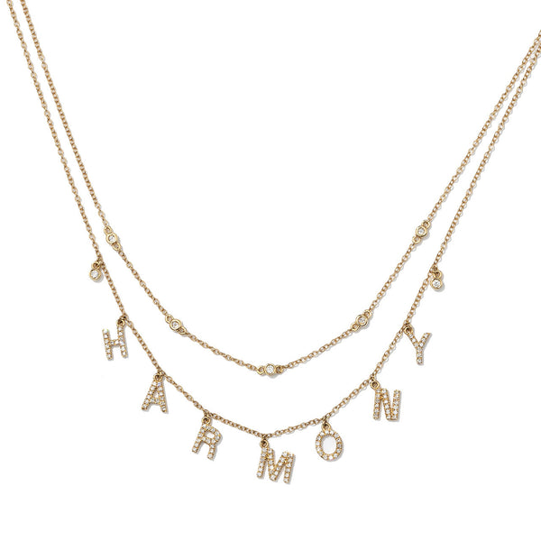 18kt Yellow Gold Dangling "Harmony" Charm Necklace
