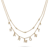 18kt Yellow Gold Dangling "Harmony" Charm Necklace
