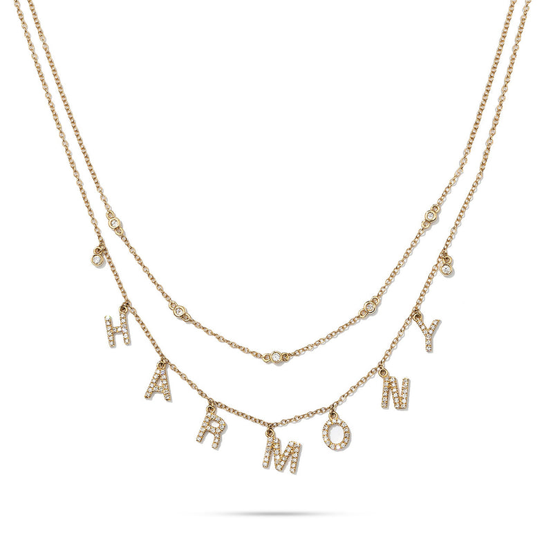 18kt Yellow Gold Dangling "Harmony" Charm Necklace