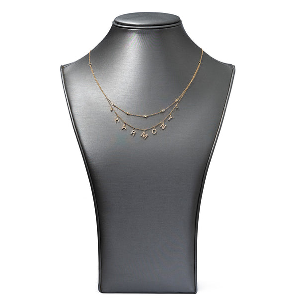 18kt Yellow Gold Dangling "Harmony" Charm Necklace