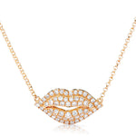 18k Rose Gold Diamond Lips Necklace 0.43ct