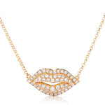 18k Rose Gold Diamond Lips Necklace 0.43ct