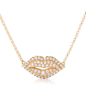 18k Rose Gold Diamond Lips Necklace 0.43ct