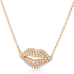 18k Rose Gold Diamond Lips Necklace 0.43ct