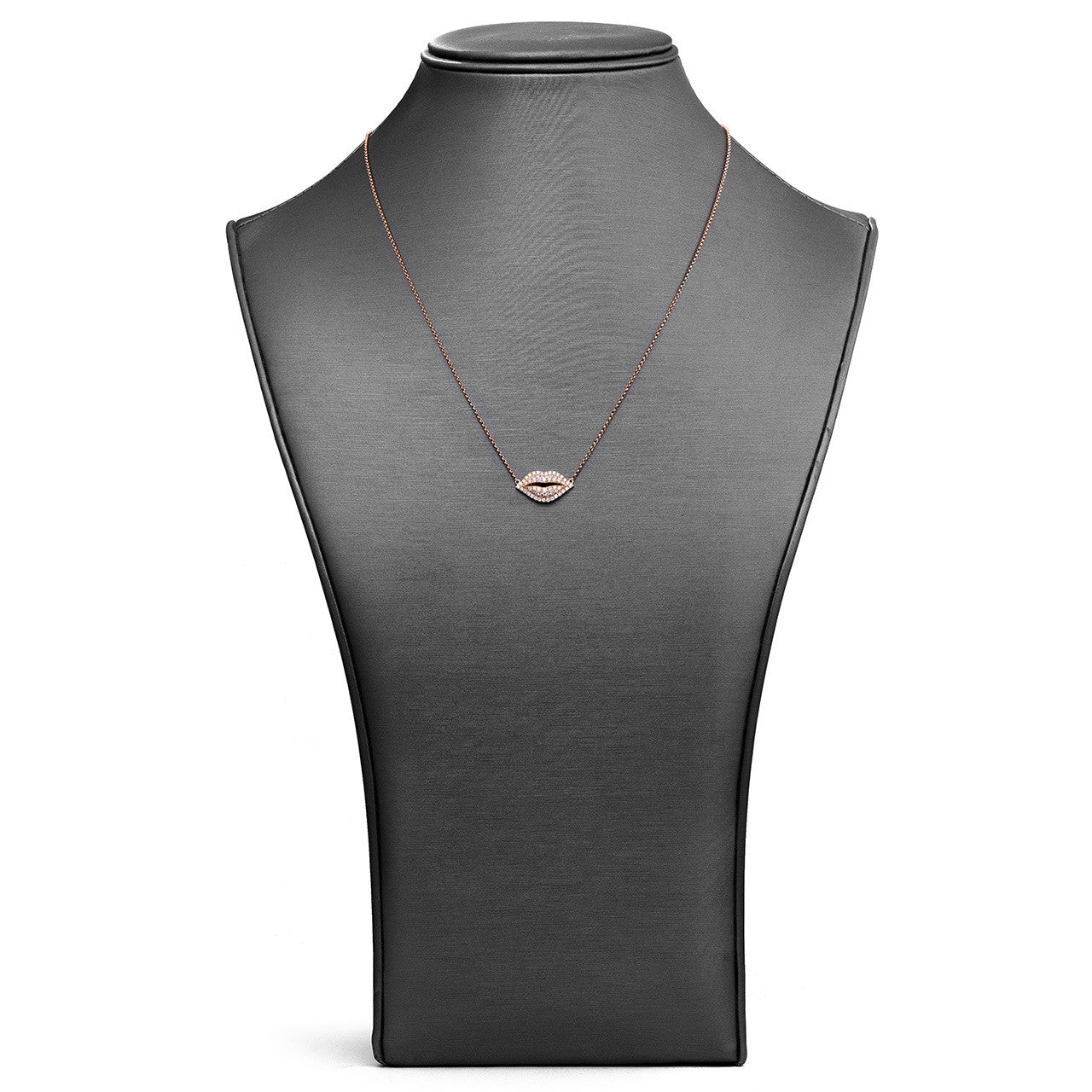 18k Rose Gold Diamond Lips Necklace 0.43ct