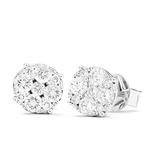 18k White Gold Diamond Studs Earrings .73 ctw
