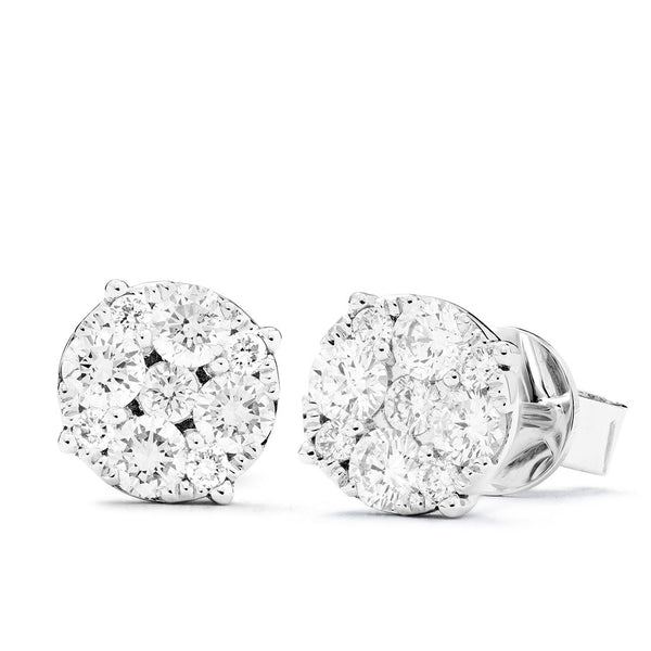 18k White Gold Diamond Studs Earrings .73 ctw