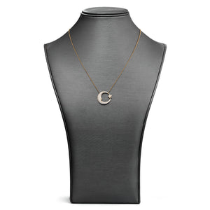 18k Yellow Gold 0.94ct Diamond Moon and Star Necklace