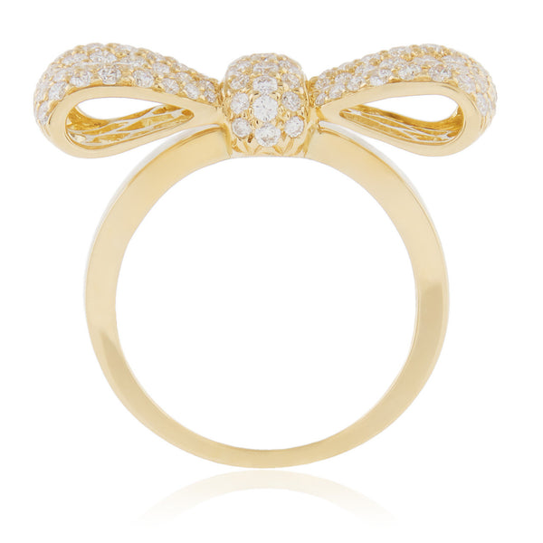 18k Yellow Gold 1.65ct Diamond Bow Ring