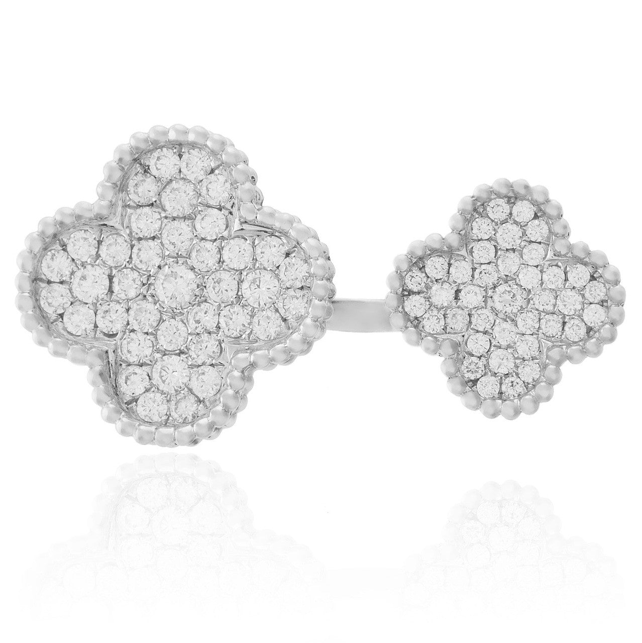 18K White Gold 1.65ct Diamond Clover Ring