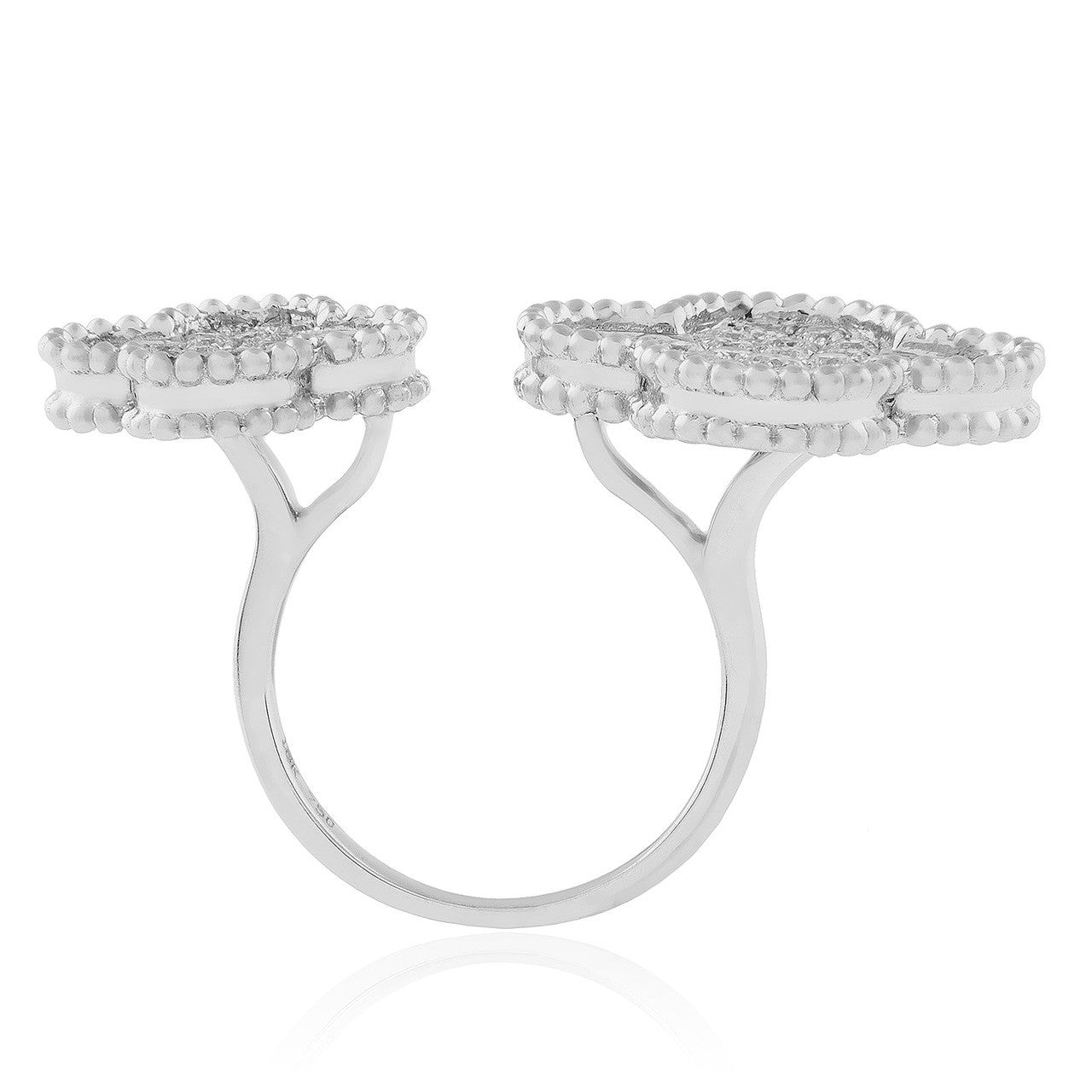18K White Gold 1.65ct Diamond Clover Ring