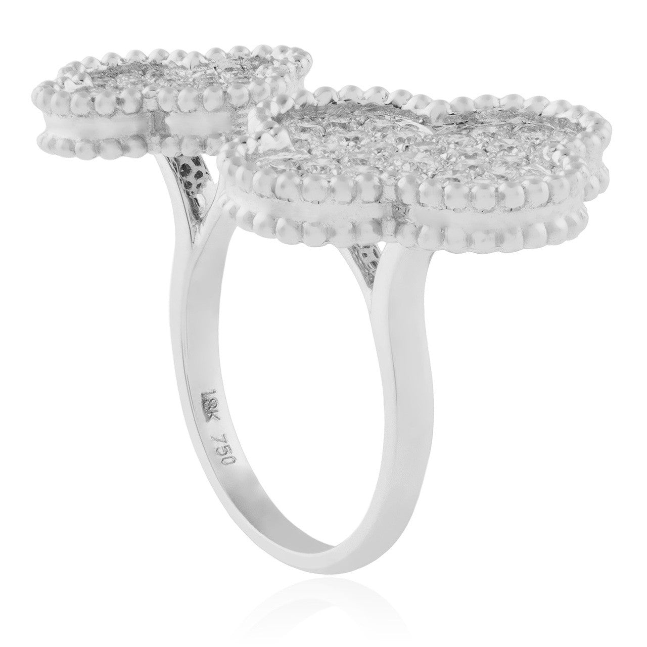 18K White Gold 1.65ct Diamond Clover Ring