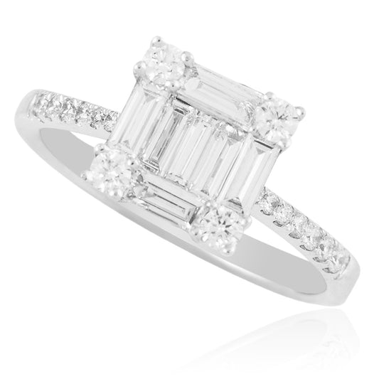 18k White Gold .77ct Baguette Diamond Ring