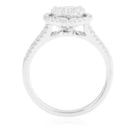 18k White Gold 0.89ct Diamond Circle Cluster Engagement Ring