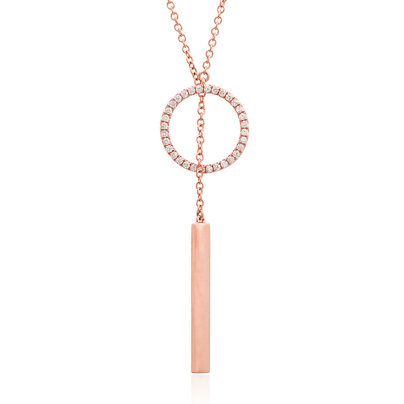 18k Rose Gold 0.34ct Diamond Circle Necklace