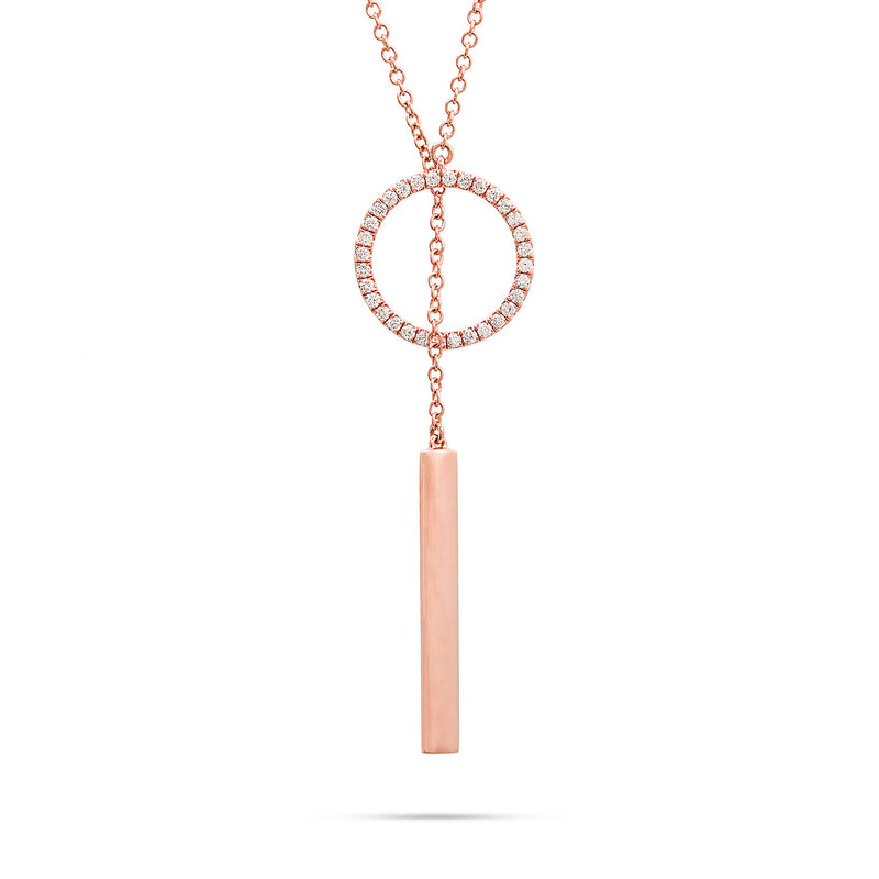 18k Rose Gold 0.34ct Diamond Circle Necklace