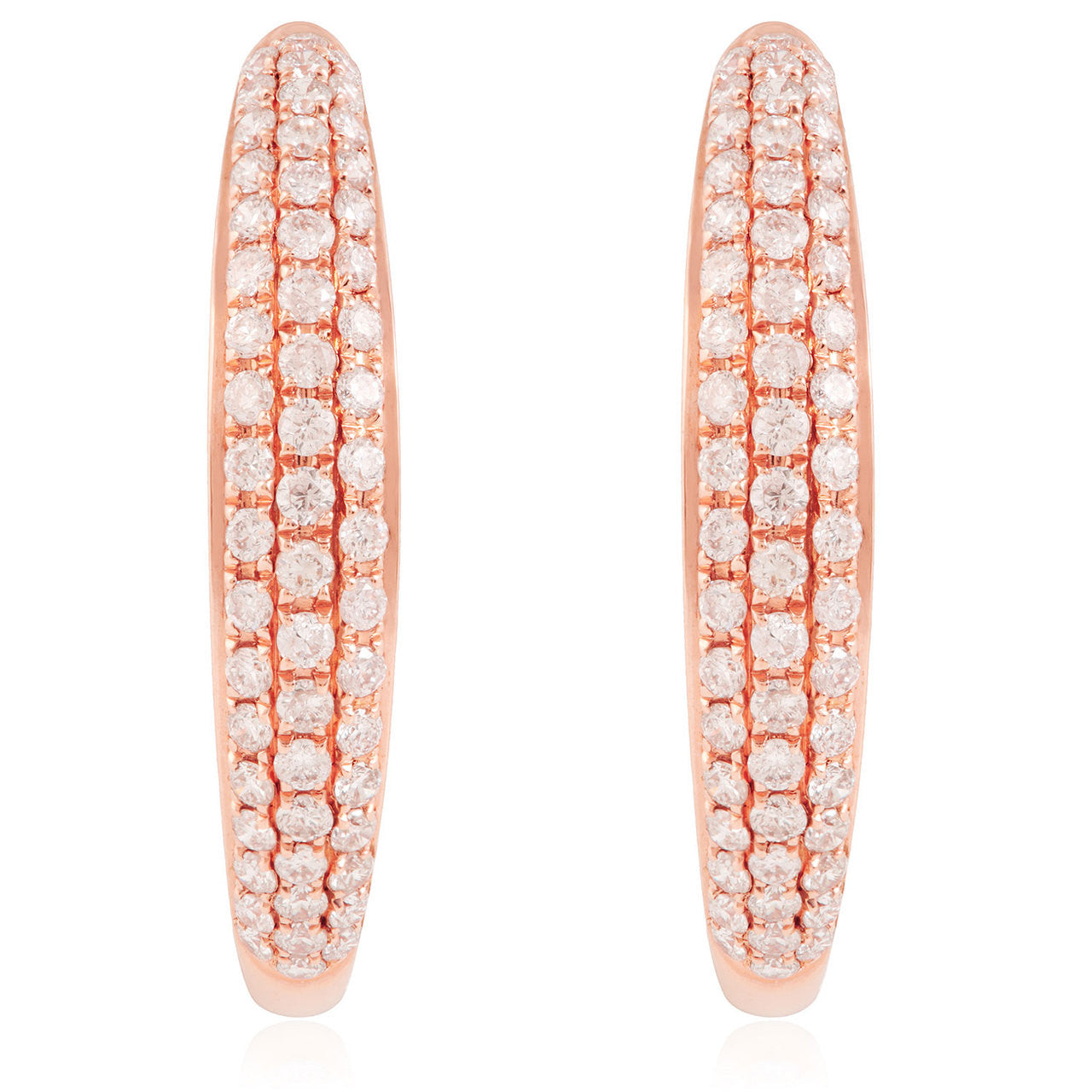 18k Rose Gold .88ct Diamond Hoop Earrings