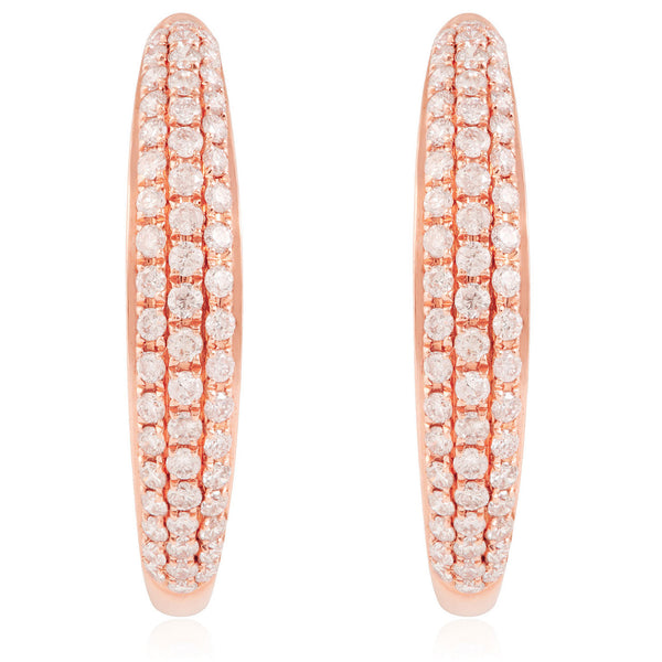 18k Rose Gold .88ct Diamond Hoop Earrings