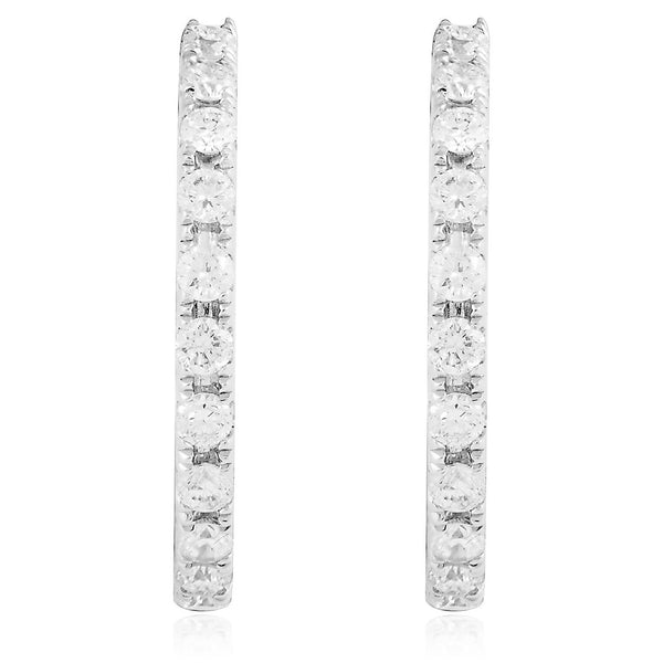 18k White Gold .28ct Diamond Hoop Earrings