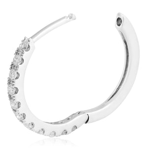 18k White Gold .28ct Diamond Hoop Earrings