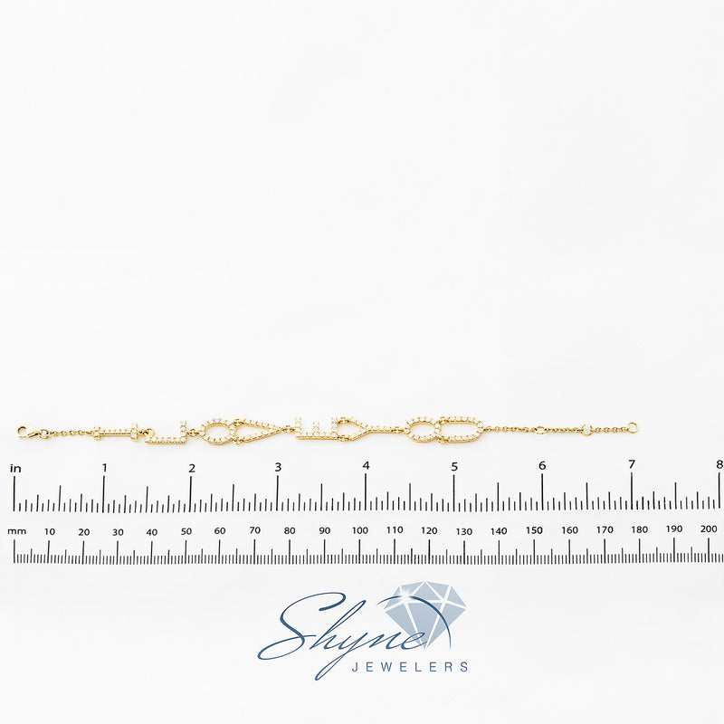 18k Yellow Gold 1.57ct I Love You Bracelet