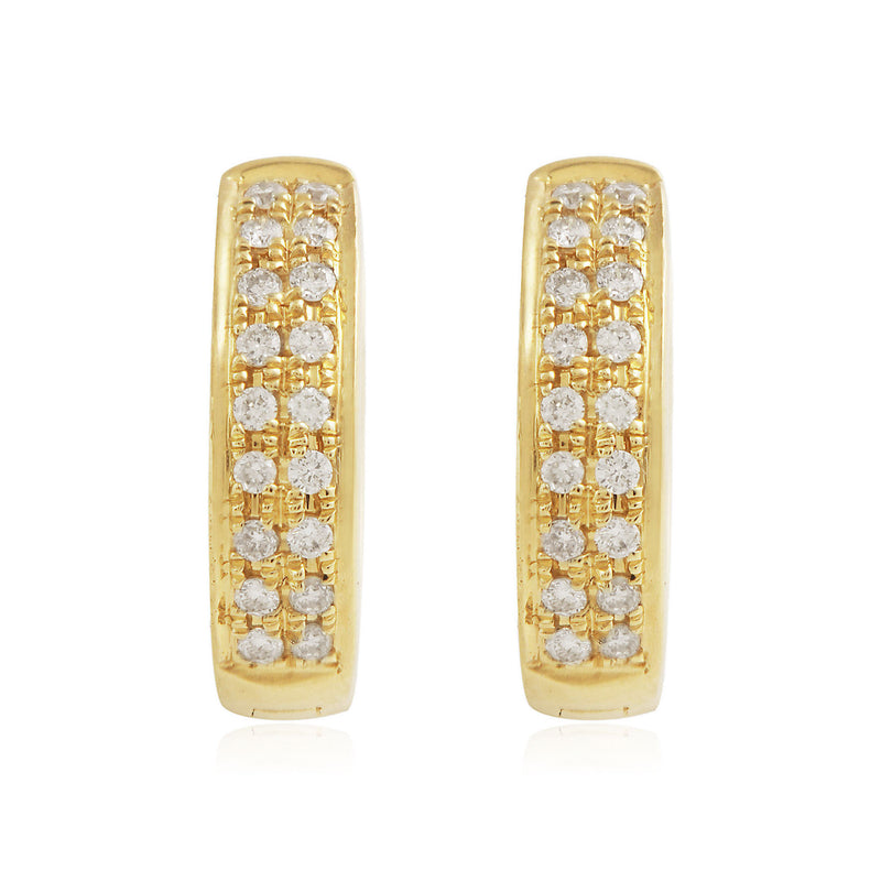 18k Yellow Gold .15ct Diamond Hoop Earrings