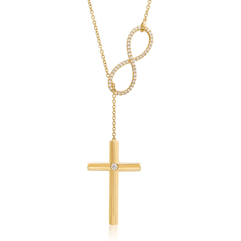 White Gold Plated Infinity Love Lariat Cross Pendant Necklace Gift 18