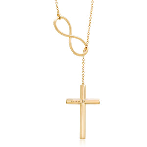 18k Yellow Gold 0.54ct Diamond Infinity Cross Necklace