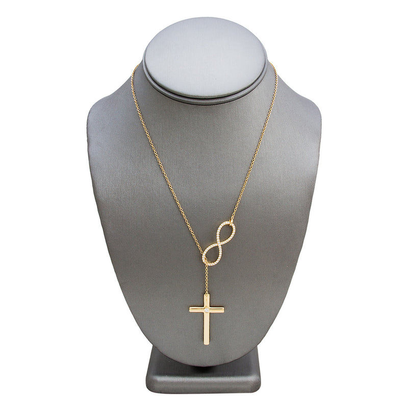 18k Yellow Gold 0.54ct Diamond Infinity Cross Necklace