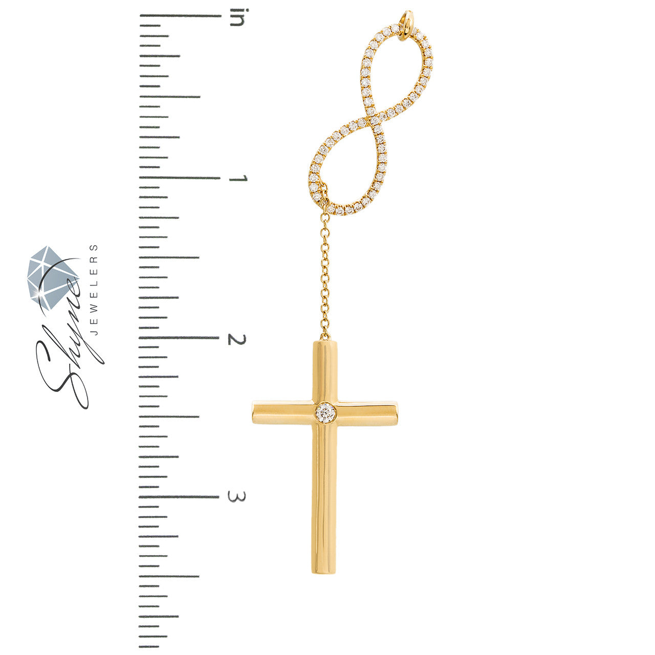 18k Yellow Gold 0.54ct Diamond Infinity Cross Necklace