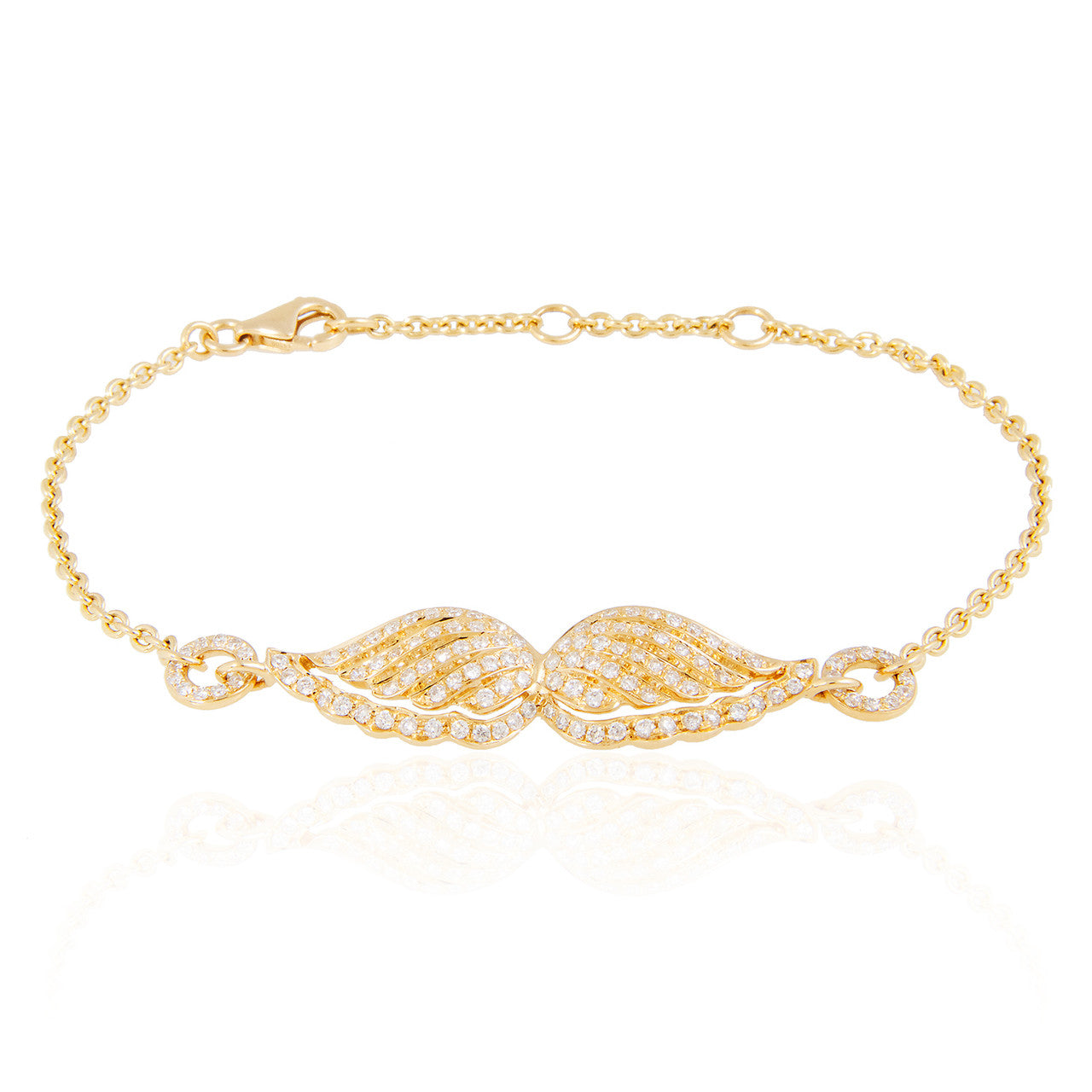 18k Yellow Gold .63ct Diamond Angel Wing Bracelet