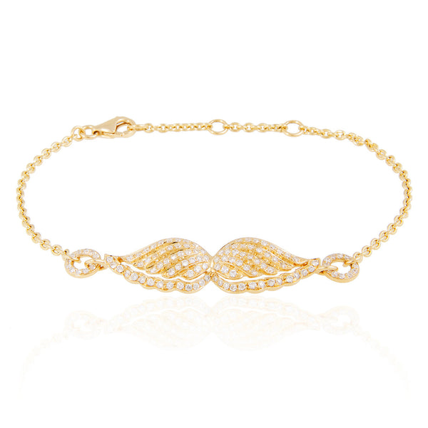18k Yellow Gold .63ct Diamond Angel Wing Bracelet