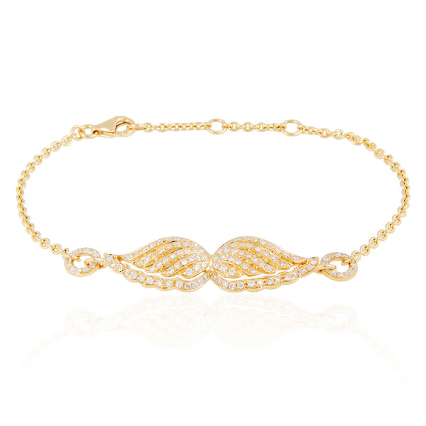 18k Yellow Gold .63ct Diamond Angel Wing Bracelet