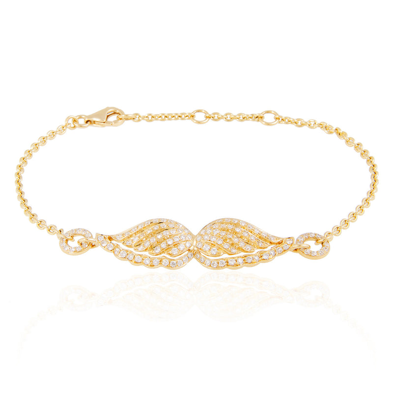 18k Yellow Gold .63ct Diamond Angel Wing Bracelet