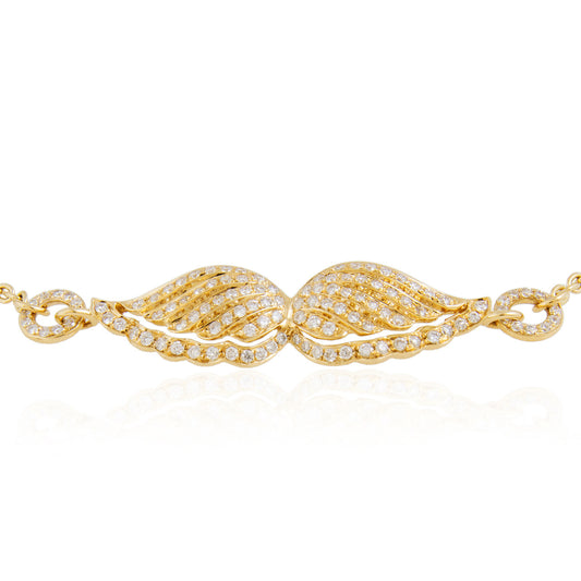 18k Yellow Gold .63ct Diamond Angel Wing Bracelet