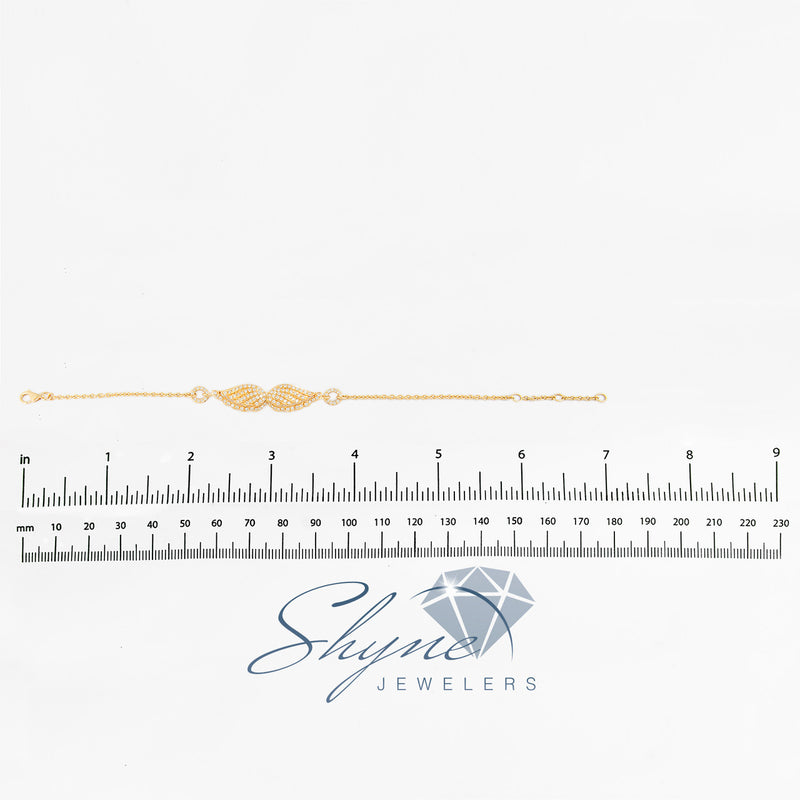 18k Yellow Gold .63ct Diamond Angel Wing Bracelet