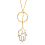 18k Yellow Gold 0.64ct Diamond Hamsa Necklace