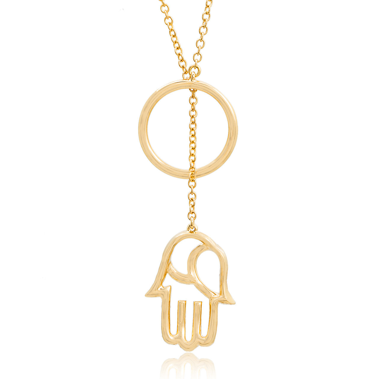 18k Yellow Gold 0.64ct Diamond Hamsa Necklace