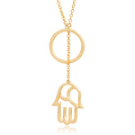 18k Yellow Gold 0.64ct Diamond Hamsa Necklace