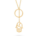18k Yellow Gold 0.64ct Diamond Hamsa Necklace