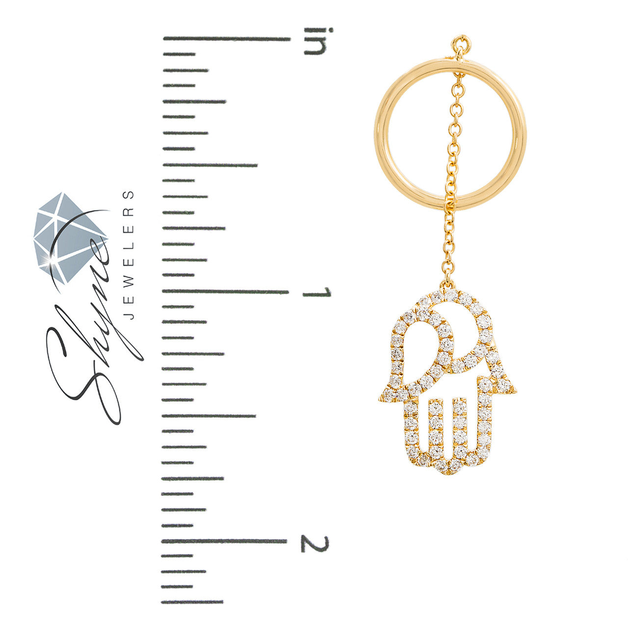 18k Yellow Gold 0.64ct Diamond Hamsa Necklace