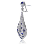 18K White Gold 16.57ct Diamond and Blue Sapphire Drop Earrings