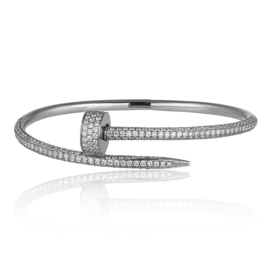 18k White Gold 2.5ct Diamond Nail Bracelet