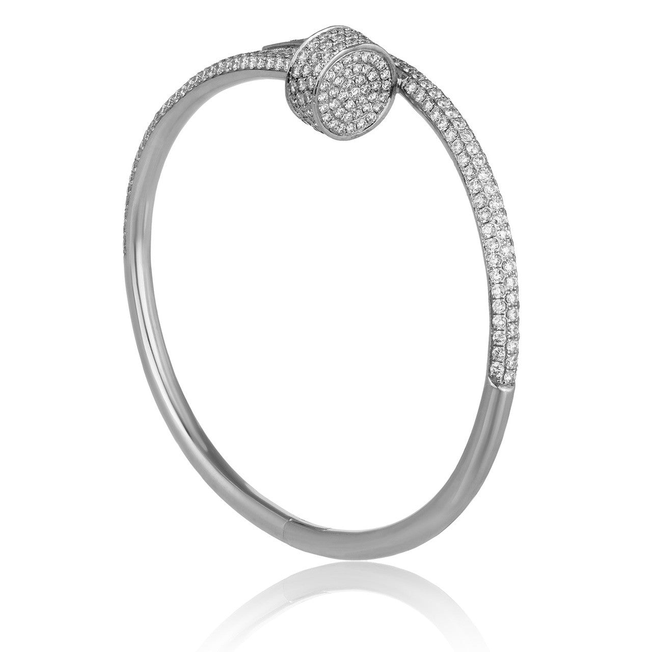 18k White Gold 2.5ct Diamond Nail Bracelet