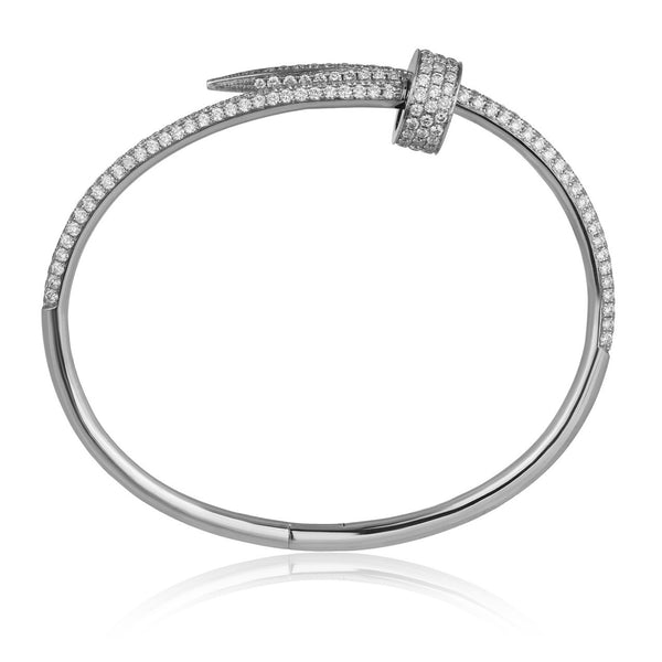 18k White Gold 2.5ct Diamond Nail Bracelet