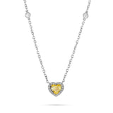 18k White Gold 1.25ct Yellow Diamond Heart Necklace